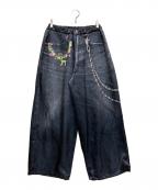 TALKING ABOUT THE ABSTRACTIONトーキング アバウト ジ アブストラクション）の古着「転写デニムパンツ」｜インディゴ