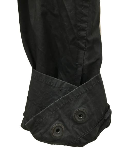 RICK OWENS（リックオウエンス）RICK OWENS (リックオウエンス) レザー切替ノーカラージャケット ネイビー×ブラック サイズ:52の古着・服飾アイテム