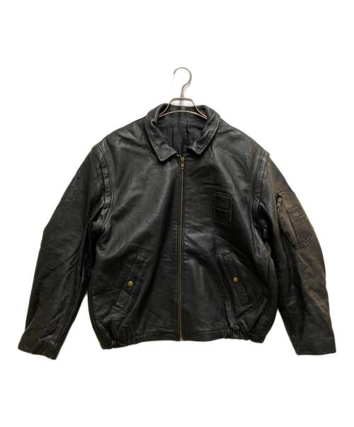 French Army（フランス軍）French Army (フレンチアーミー) 80’s～パイロットレザージャケット ブラック サイズ:52の古着・服飾アイテム