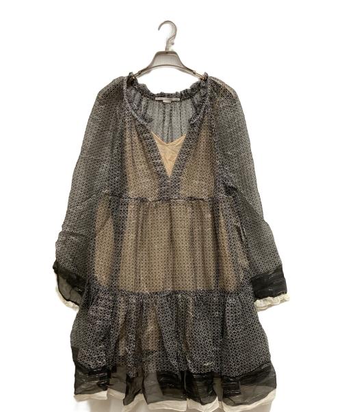 STELLA McCARTNEY（ステラマッカートニー）STELLA McCARTNEY (ステラマッカートニー) シルクドレス ブラック×ホワイト サイズ:38の古着・服飾アイテム