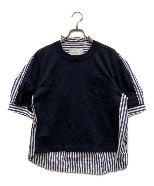 sacai（サカイ）sacai (サカイ) Cotton Poplin T-Shirt ブラック×ブルー サイズ:1の古着・服飾アイテム