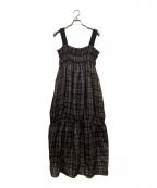 TODAYFULトゥデイフル）の古着「Strap Jacquard Dress」｜ブラウン