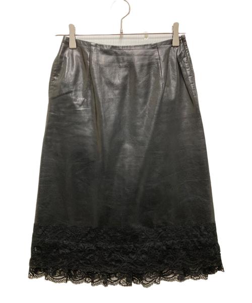 tricot COMME des GARCONS（トリココムデギャルソン）tricot COMME des GARCONS (トリココムデギャルソン) 90's切替レザースカート ブラック サイズ:Sの古着・服飾アイテム