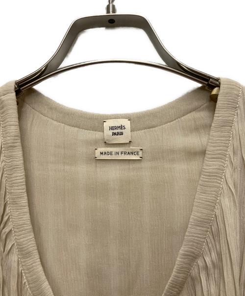 HERMES（エルメス）HERMES (エルメス) シルクノースリーブワンピース ベージュ サイズ:36の古着・服飾アイテム