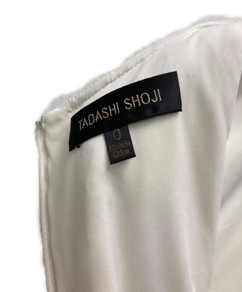TADASHI SHOJI（タダシ ショージ）TADASHI SHOJI (タダシ ショージ) ジャガードドレス ホワイト×ブルーの古着・服飾アイテム