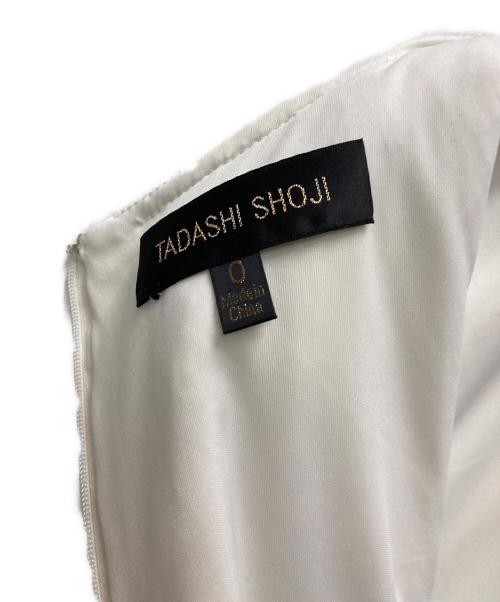 TADASHI SHOJI（タダシ ショージ）TADASHI SHOJI (タダシ ショージ) ジャガードドレス ホワイト×ブルーの古着・服飾アイテム