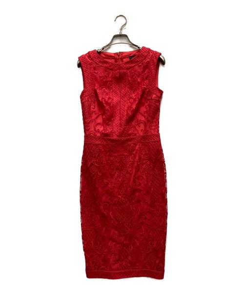 TADASHI SHOJI（タダシ ショージ）TADASHI SHOJI (タダシ ショージ) ジャガードドレス レッドの古着・服飾アイテム