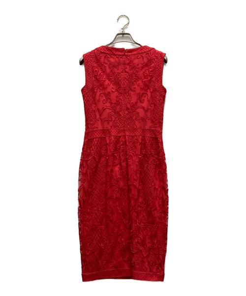 TADASHI SHOJI（タダシ ショージ）TADASHI SHOJI (タダシ ショージ) ジャガードドレス レッドの古着・服飾アイテム