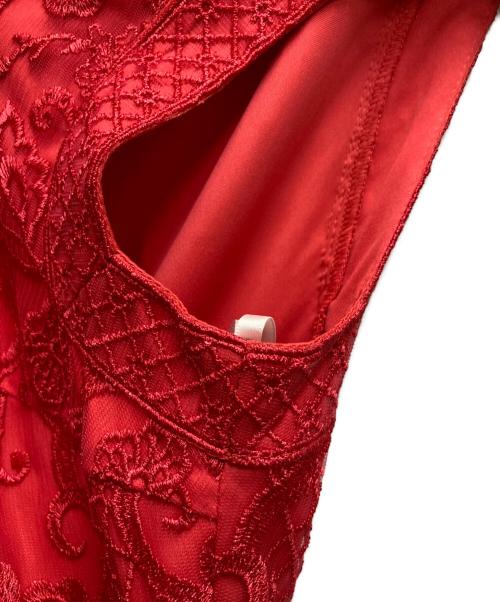 TADASHI SHOJI（タダシ ショージ）TADASHI SHOJI (タダシ ショージ) ジャガードドレス レッドの古着・服飾アイテム