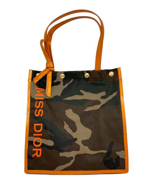Christian Dior（クリスチャン ディオール）Christian Dior (クリスチャン ディオール) カモ柄ロゴトートバッグ カーキ×オレンジの古着・服飾アイテム