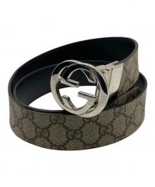 GUCCI（グッチ）の古着「GGインターロッキングレザーベルト」｜ベージュ