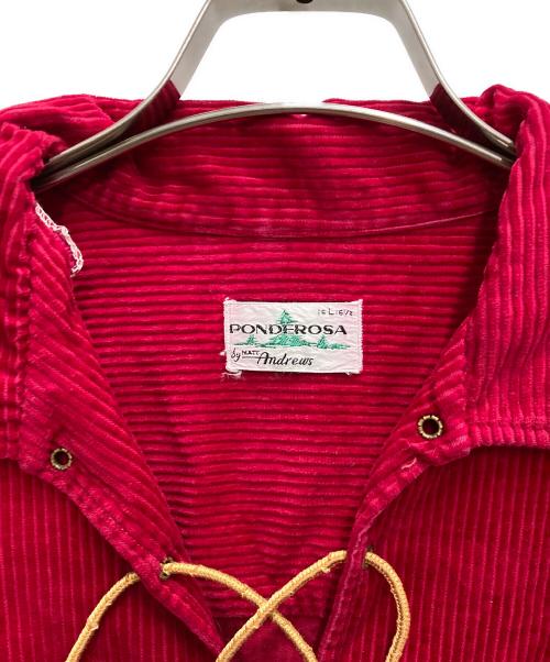 PONDEROSA（-）PONDEROSA (-) 60'S レースアップコーデュロイシャツ レッド サイズ:16 1/2の古着・服飾アイテム