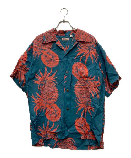 Sun Surf（サンサーフ）Sun Surf (サンサーフ) レーヨンシャツ ブルー×レッド サイズ:XLの古着・服飾アイテム