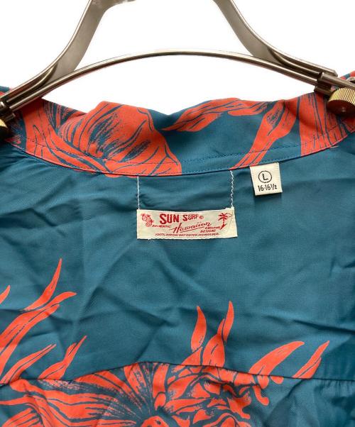 Sun Surf（サンサーフ）Sun Surf (サンサーフ) レーヨンシャツ ブルー×レッド サイズ:XLの古着・服飾アイテム