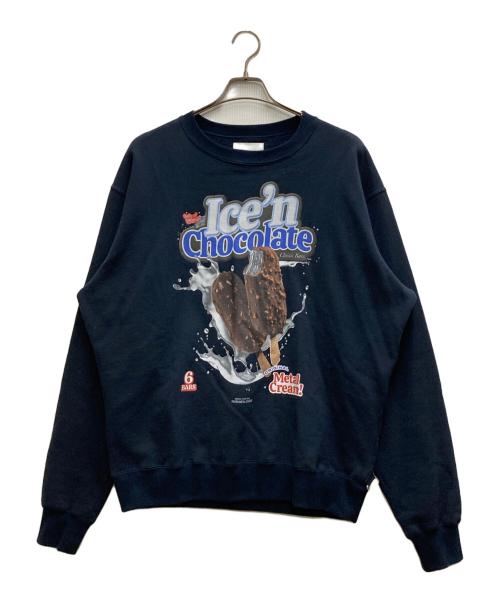 ICE&TECHNO（アイスアンドテクノ）ICE&TECHNO (アイスアンドテクノ) METAL CREAM SWEATSHIRT ネイビー サイズ:Ⅿの古着・服飾アイテム