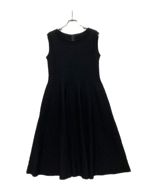 FOXEY（フォクシー）FOXEY (フォクシー) アセテート ノースリーブワンピース ブラック サイズ:38の古着・服飾アイテム