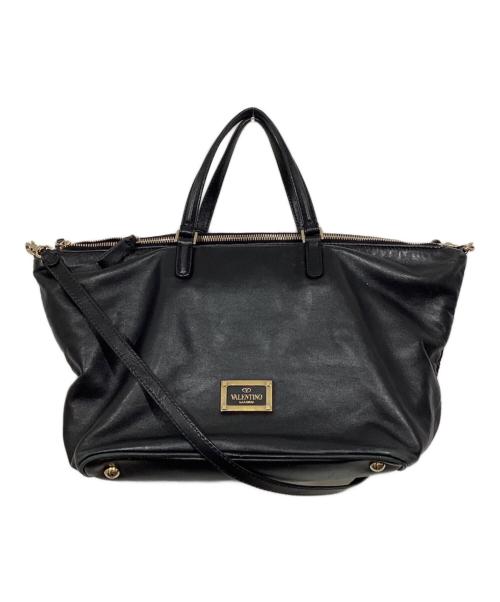VALENTINO（ヴァレンティノ）VALENTINO (ヴァレンティノ) レザースパンコール2WAYバッグ ブラックの古着・服飾アイテム