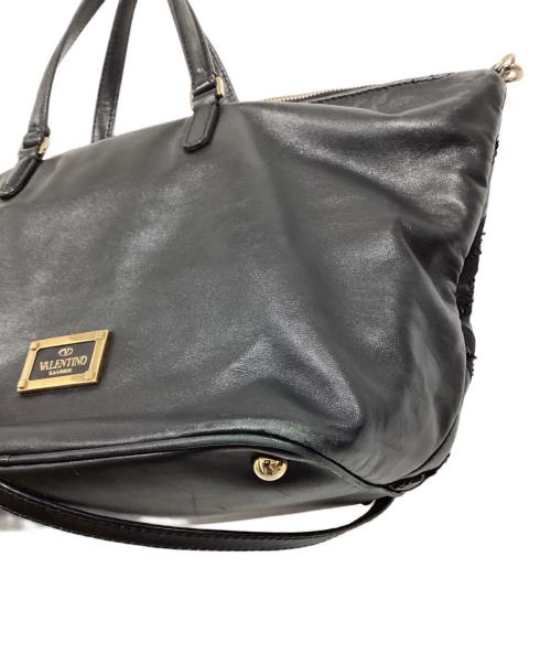 VALENTINO（ヴァレンティノ）VALENTINO (ヴァレンティノ) レザースパンコール2WAYバッグ ブラックの古着・服飾アイテム