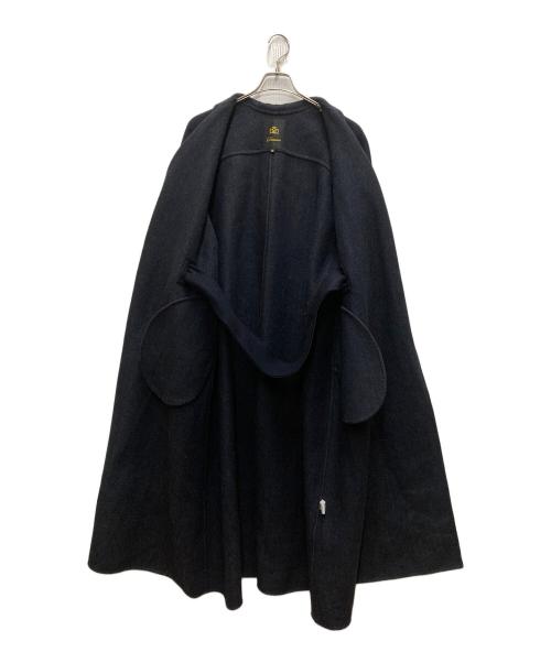 DRAWER（ドゥロワー）DRAWER (ドゥロワー) ウールシルクロングラップコート ネイビー サイズ:38の古着・服飾アイテム