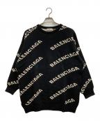 BALENCIAGAバレンシアガ）の古着「総柄ロゴ ジャガードニット」｜ブラック