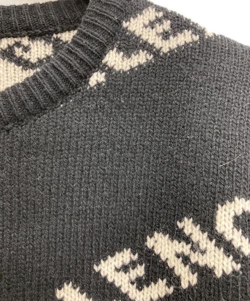 BALENCIAGA（バレンシアガ）BALENCIAGA (バレンシアガ) 総柄ロゴ ジャガードニット ブラック サイズ:40の古着・服飾アイテム