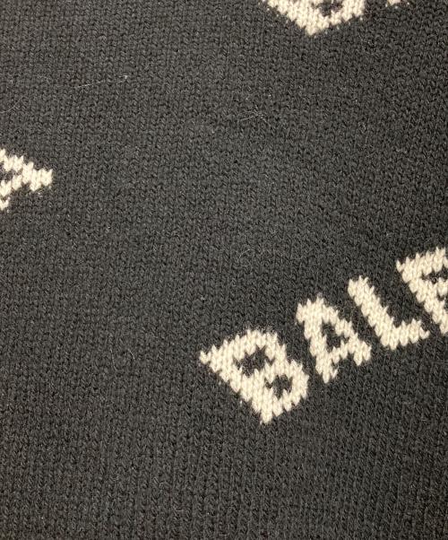 BALENCIAGA（バレンシアガ）BALENCIAGA (バレンシアガ) 総柄ロゴ ジャガードニット ブラック サイズ:40の古着・服飾アイテム