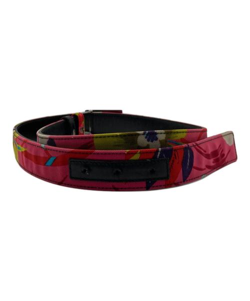 GUCCI（グッチ）GUCCI (グッチ) フラワー キャンバス レザーベルト ピンク サイズ:85 34の古着・服飾アイテム