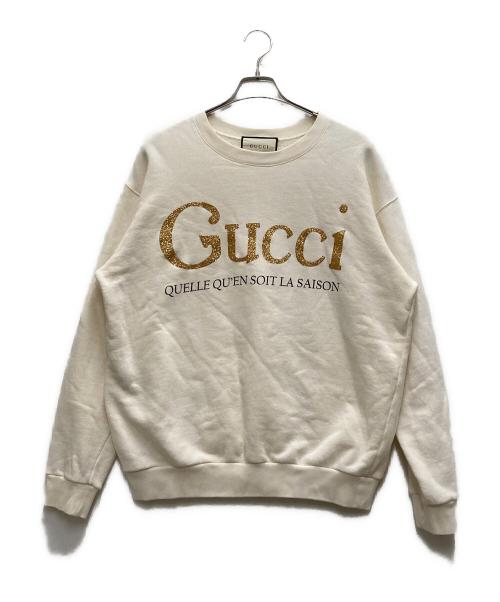 GUCCI（グッチ）GUCCI (グッチ) ラメロゴスウェット ベージュ サイズ:Mの古着・服飾アイテム