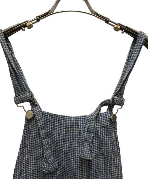 flax jeanne engelhart（フラックス・バイ・ジーン・エンゲラール）flax jeanne engelhart (フラックス・バイ・ジーン・エンゲラール) リネンチェックオールインワン ブルー サイズ:Sの古着・服飾アイテム