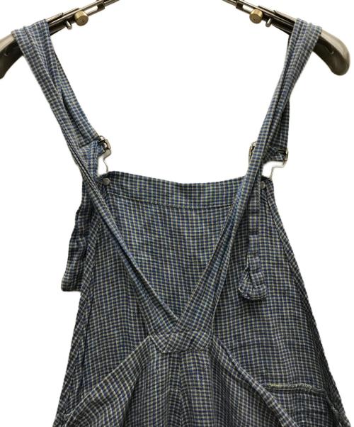flax jeanne engelhart（フラックス・バイ・ジーン・エンゲラール）flax jeanne engelhart (フラックス・バイ・ジーン・エンゲラール) リネンチェックオールインワン ブルー サイズ:Sの古着・服飾アイテム