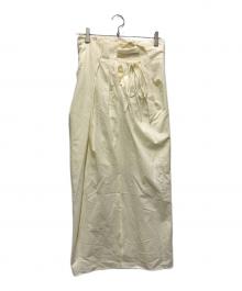 Mame Kurogouchi（マメクロゴウチ）の古着「Dry Touch Cotton Wrap Style Skirt」｜ホワイト