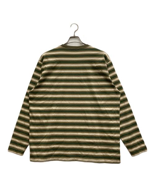 AURALEE（オーラリー）AURALEE (オーラリー) GRADIENT STRIPE JERSEY L/S TEE ベージュ×グリーン サイズ:5の古着・服飾アイテム