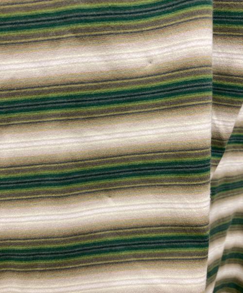 AURALEE（オーラリー）AURALEE (オーラリー) GRADIENT STRIPE JERSEY L/S TEE ベージュ×グリーン サイズ:5の古着・服飾アイテム
