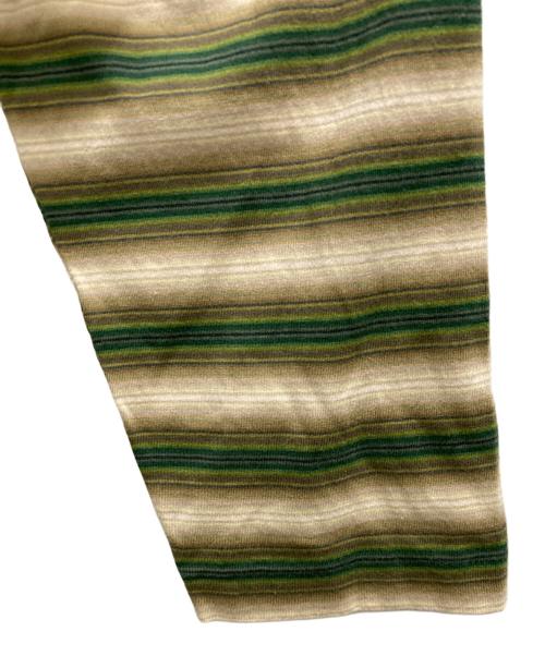 AURALEE（オーラリー）AURALEE (オーラリー) GRADIENT STRIPE JERSEY L/S TEE ベージュ×グリーン サイズ:5の古着・服飾アイテム