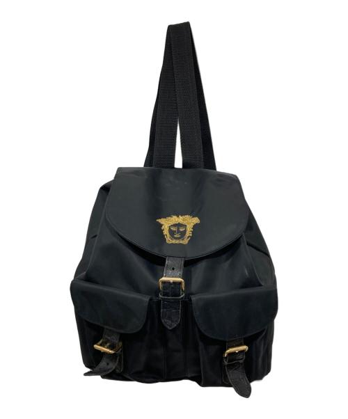GIANNI VERSACE（ジャンニ・ヴェルサーチ）GIANNI VERSACE (ジャンニ・ヴェルサーチ) メデューサ刺繍ナイロンリュック ブラックの古着・服飾アイテム