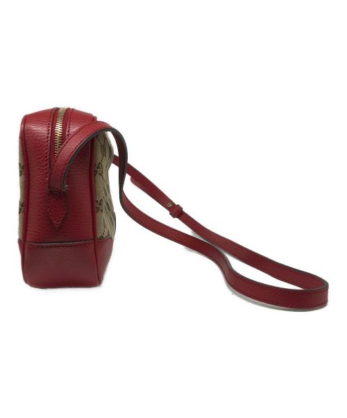GUCCI（グッチ）GUCCI (グッチ) GGキャンバスショルダーバッグ ベージュ×レッドの古着・服飾アイテム