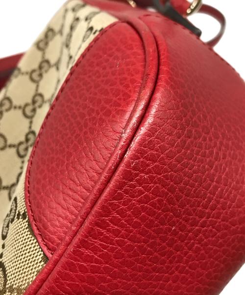 GUCCI（グッチ）GUCCI (グッチ) GGキャンバスショルダーバッグ ベージュ×レッドの古着・服飾アイテム