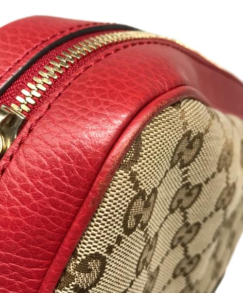 GUCCI（グッチ）GUCCI (グッチ) GGキャンバスショルダーバッグ ベージュ×レッドの古着・服飾アイテム