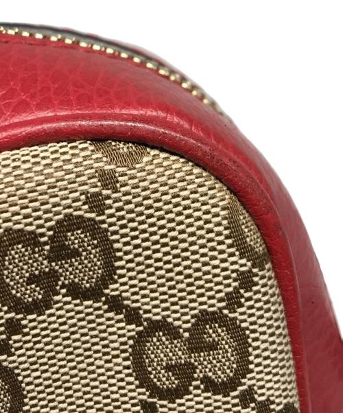 GUCCI（グッチ）GUCCI (グッチ) GGキャンバスショルダーバッグ ベージュ×レッドの古着・服飾アイテム
