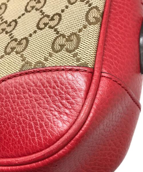 GUCCI（グッチ）GUCCI (グッチ) GGキャンバスショルダーバッグ ベージュ×レッドの古着・服飾アイテム
