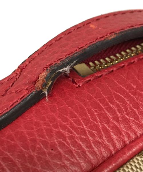 GUCCI（グッチ）GUCCI (グッチ) GGキャンバスショルダーバッグ ベージュ×レッドの古着・服飾アイテム