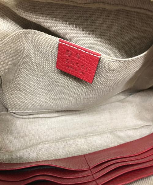 GUCCI（グッチ）GUCCI (グッチ) GGキャンバスショルダーバッグ ベージュ×レッドの古着・服飾アイテム