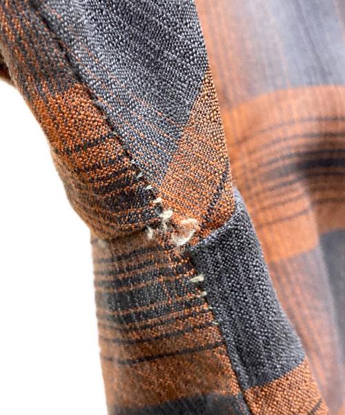 LECO（レコ）LECO (レコ) 60s-70s オンブレチェックS/Sシャツ オレンジ サイズ:38Lの古着・服飾アイテム