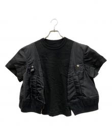 sacai（サカイ）の古着「Nylon Twill x Cotton Jersey T-Shirt」｜ブラック