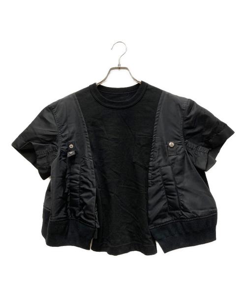 sacai（サカイ）sacai (サカイ) Nylon Twill x Cotton Jersey T-Shirt ブラック サイズ:2の古着・服飾アイテム
