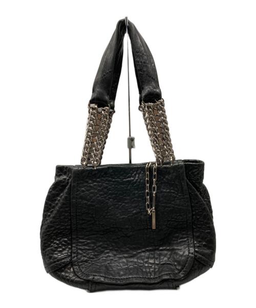 JIMMY CHOO（ジミーチュウ）JIMMY CHOO (ジミーチュウ) レザーチェーントートバッグ ブラックの古着・服飾アイテム