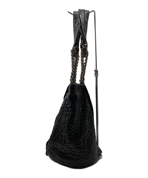 JIMMY CHOO（ジミーチュウ）JIMMY CHOO (ジミーチュウ) レザーチェーントートバッグ ブラックの古着・服飾アイテム