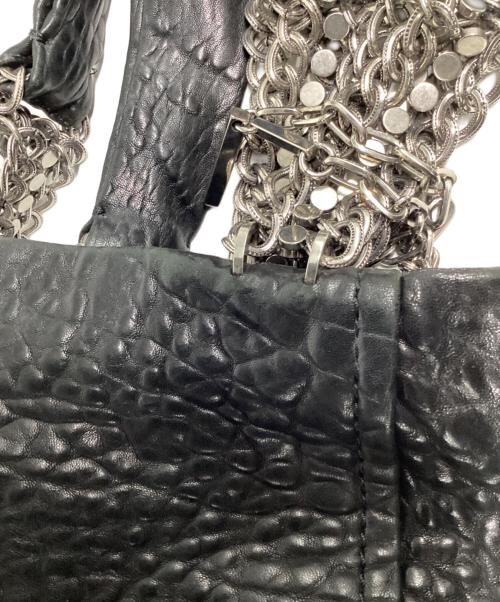 JIMMY CHOO（ジミーチュウ）JIMMY CHOO (ジミーチュウ) レザーチェーントートバッグ ブラックの古着・服飾アイテム