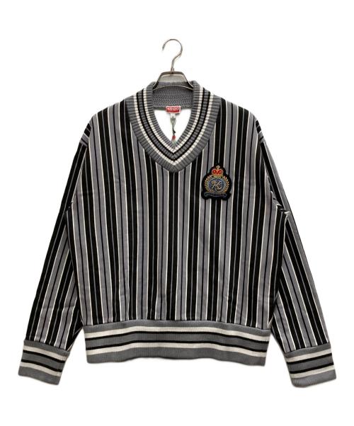 KENZO（ケンゾー）KENZO (ケンゾー) College Vertical Stripe Sweater グレー サイズ:Ⅿの古着・服飾アイテム