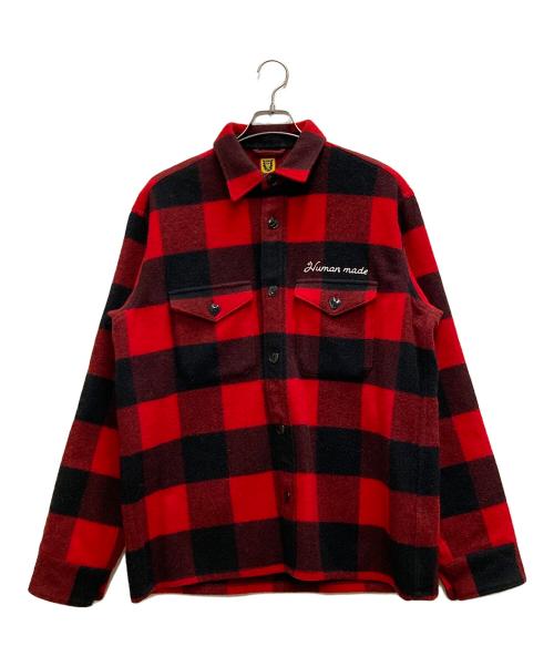 HUMAN MADE（ヒューマンメイド）HUMAN MADE (ヒューマンメイド) WOOL OVERSHIRT レッド サイズ:Lの古着・服飾アイテム